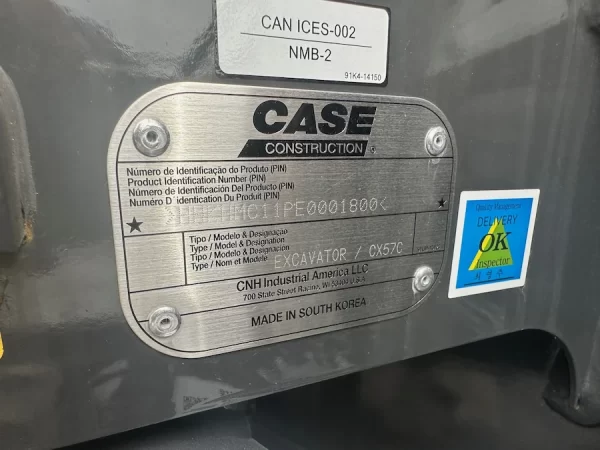CASE CX57C Mini (Compact) Excavator - 11E001800