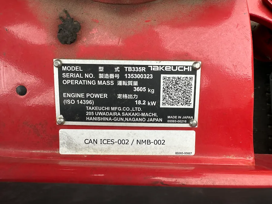 Takeuchi Compact Excavator TB335R-RA - 135300323