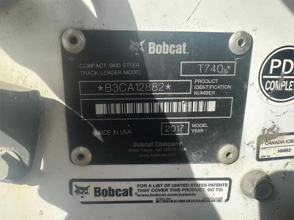 2017 Bobcat T740 Compact Track Loader For Sale