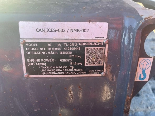 2022 Takeuchi TL12R2-CR Compact Track Loader - EQ0026092
