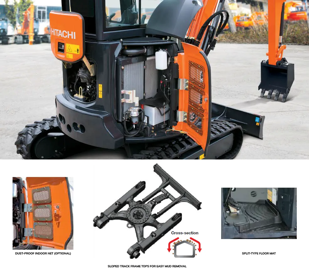 Hitachi compact excavator maintenance ease of use