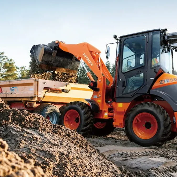zw50-5b hitachi landcros compact wheel loader working
