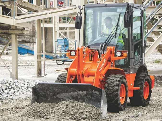 zw30-5b hitachi compact wheel loader hauling