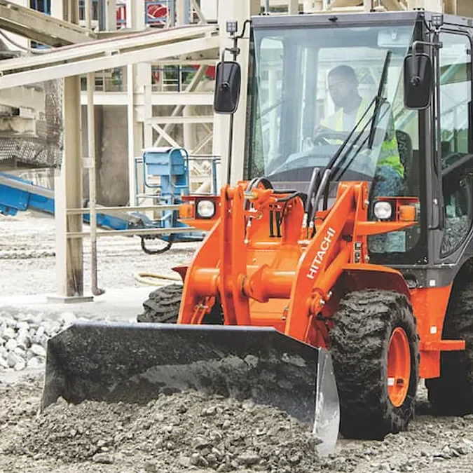 zw30-5b hitachi compact wheel loader hauling