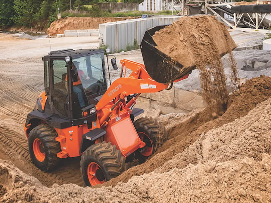 hitachi compact wheel loader zw80-5b hauling