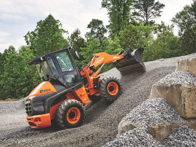 hitachi compact wheel loader zw80-5b gravel work