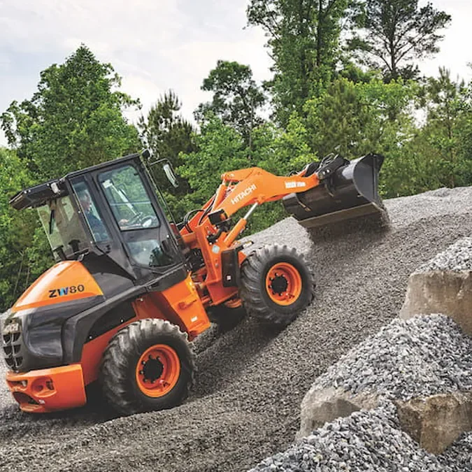hitachi compact wheel loader zw80-5b gravel work