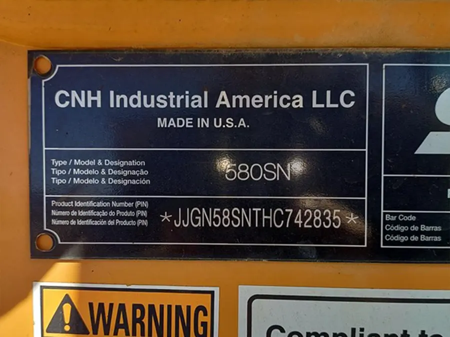 580SN Backhoe Loader CASE serial